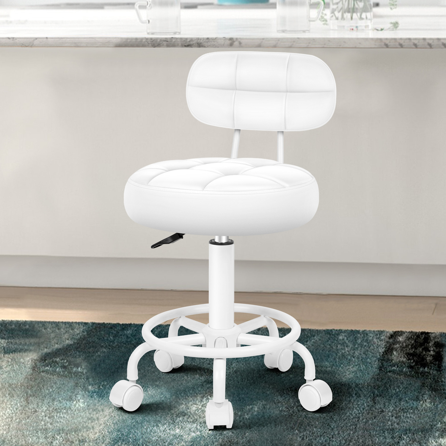 Lora Faux Leather Salon Stool