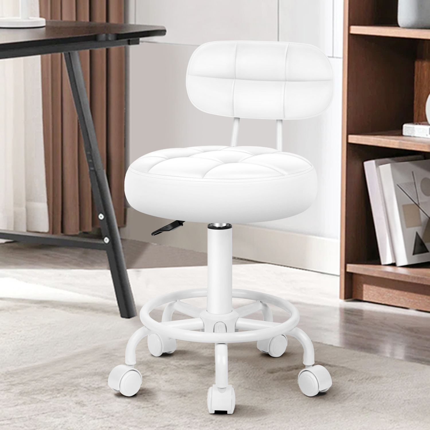 Lora Faux Leather Salon Stool