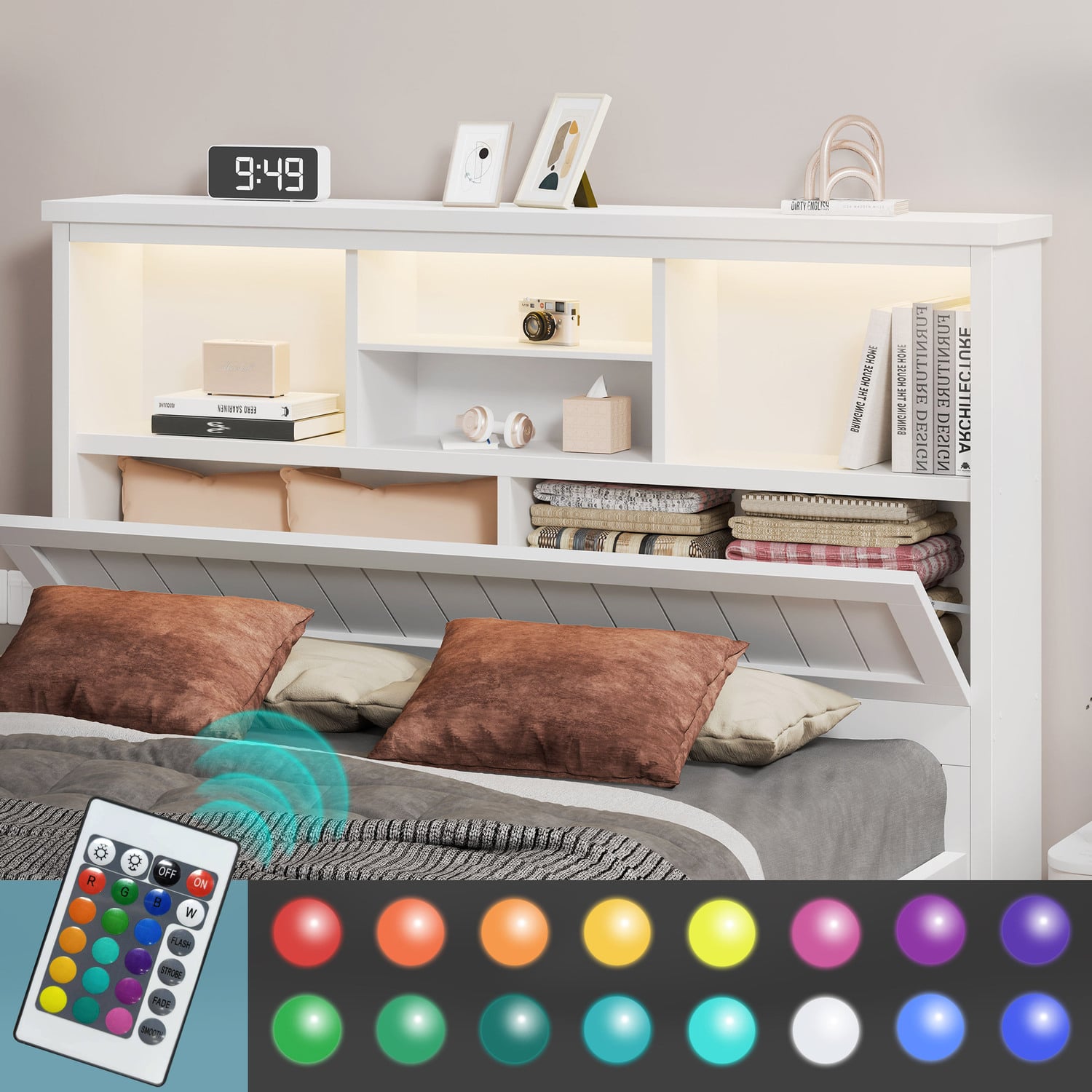 Diaz Platform Bed with LED Storage Bedhead