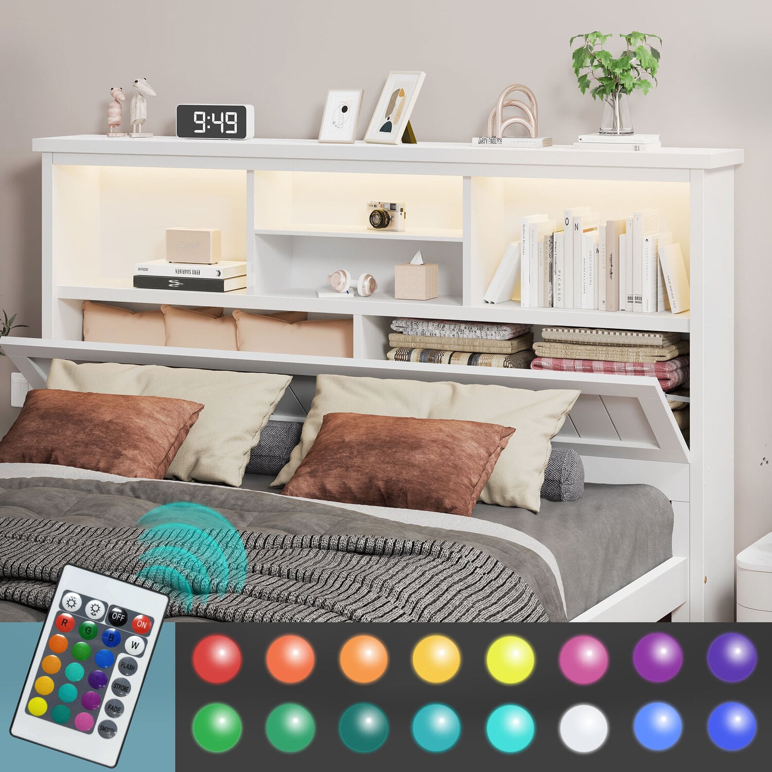 Diaz Platform Bed with LED Storage Bedhead