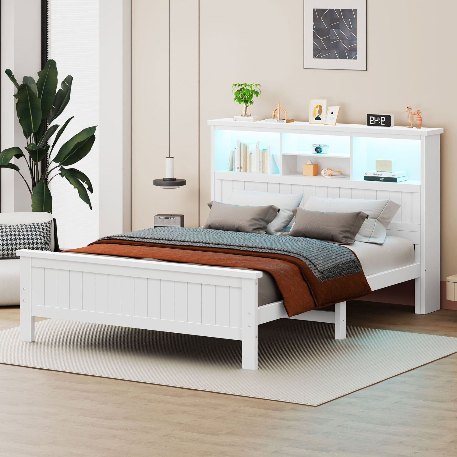Diaz Platform Bed with LED Storage Bedhead