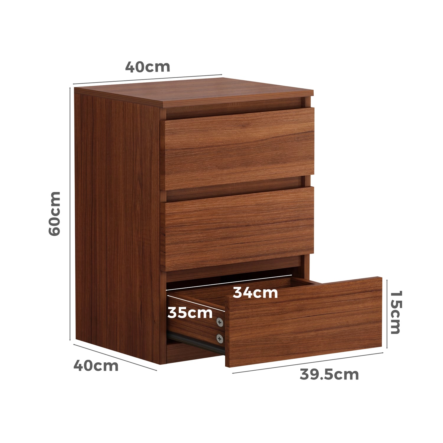 Regal 3 Drawer Bedside Table