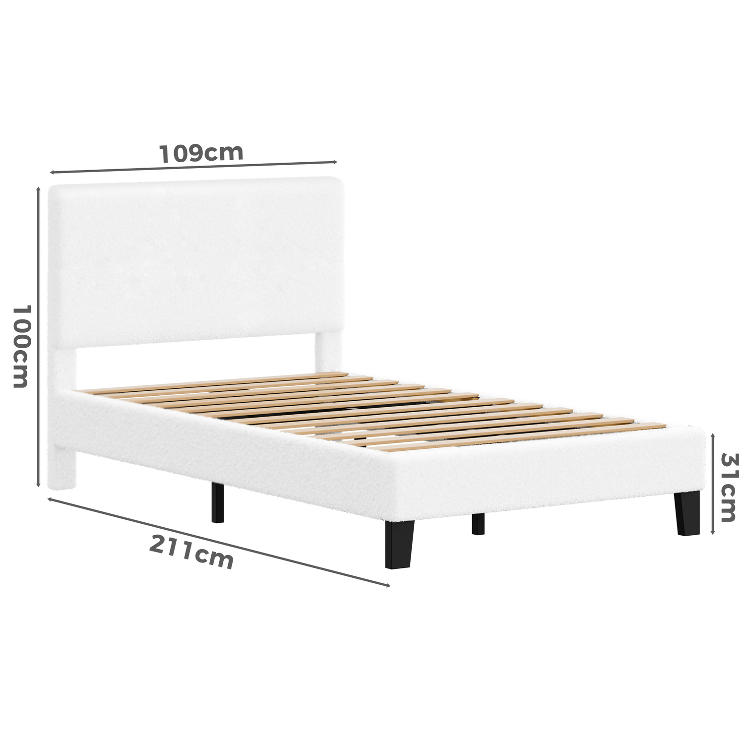 White Kiana Boucle Bed