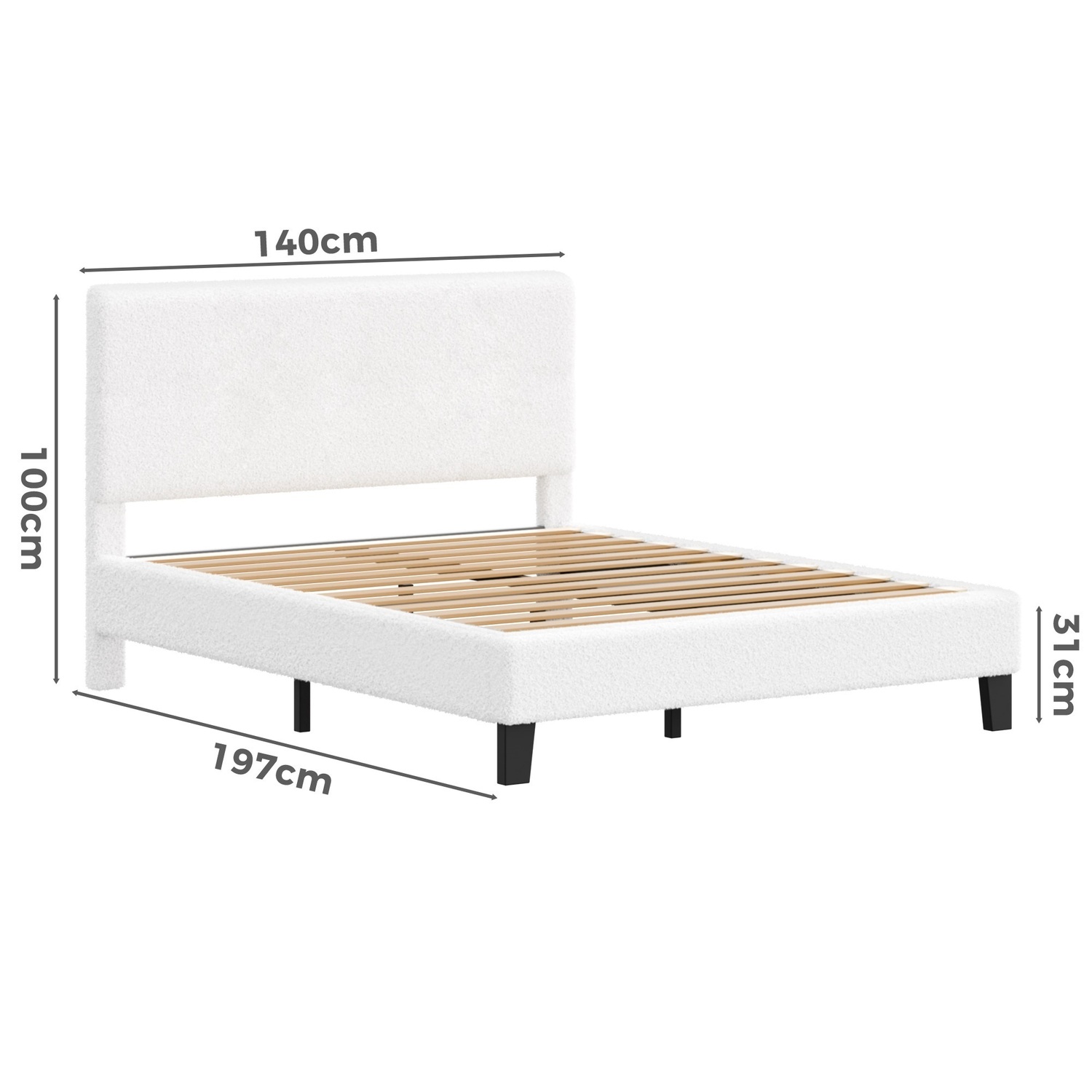 White Kiana Boucle Bed