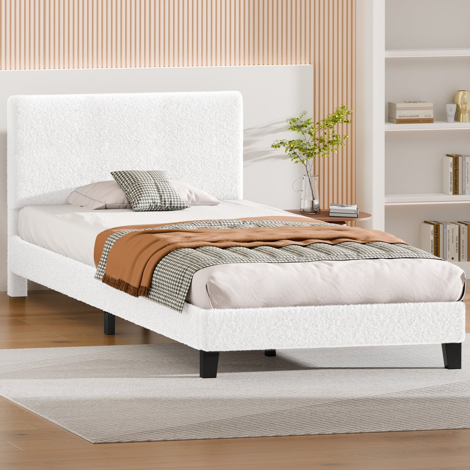 White Kiana Boucle Bed