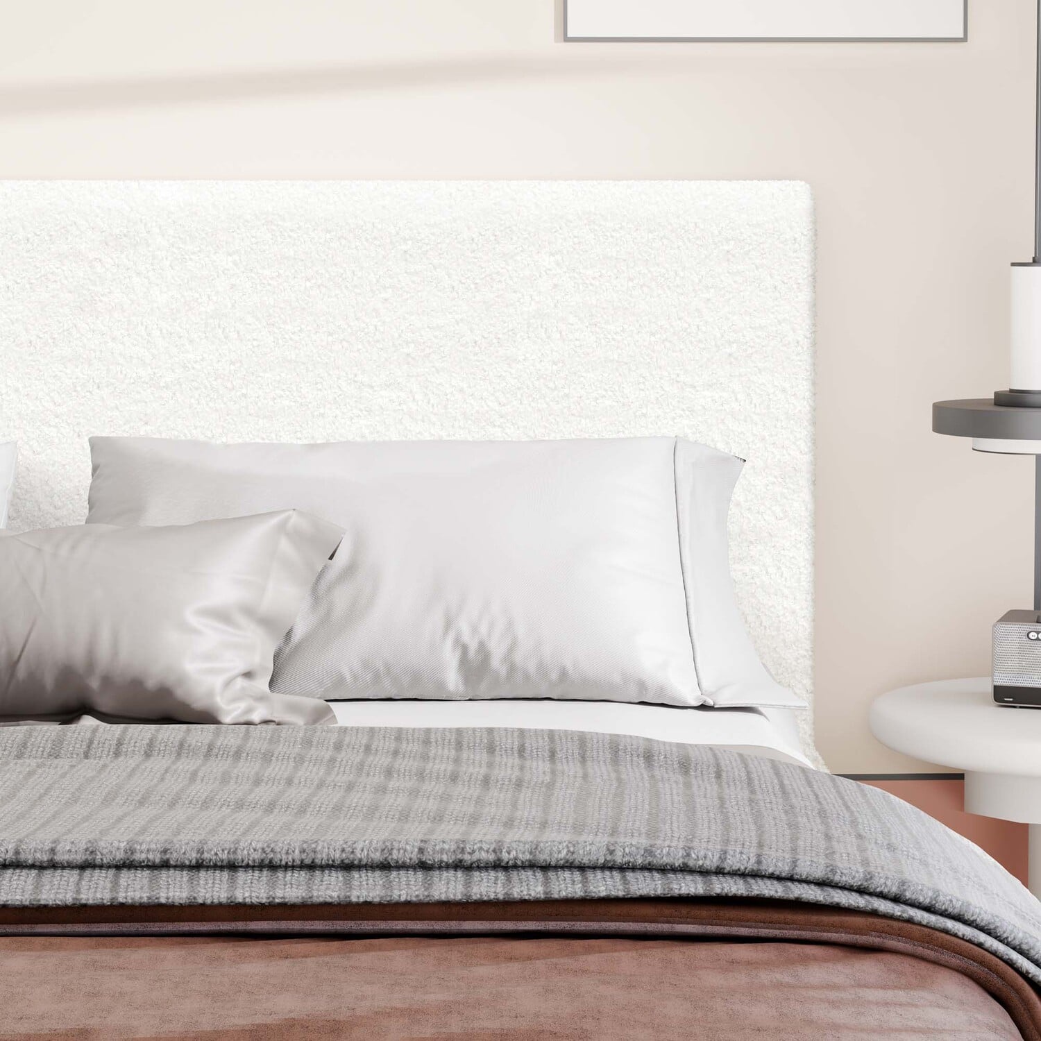 White Kiana Boucle Bed
