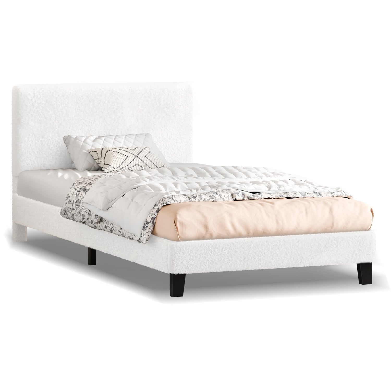 White Kiana Boucle Bed