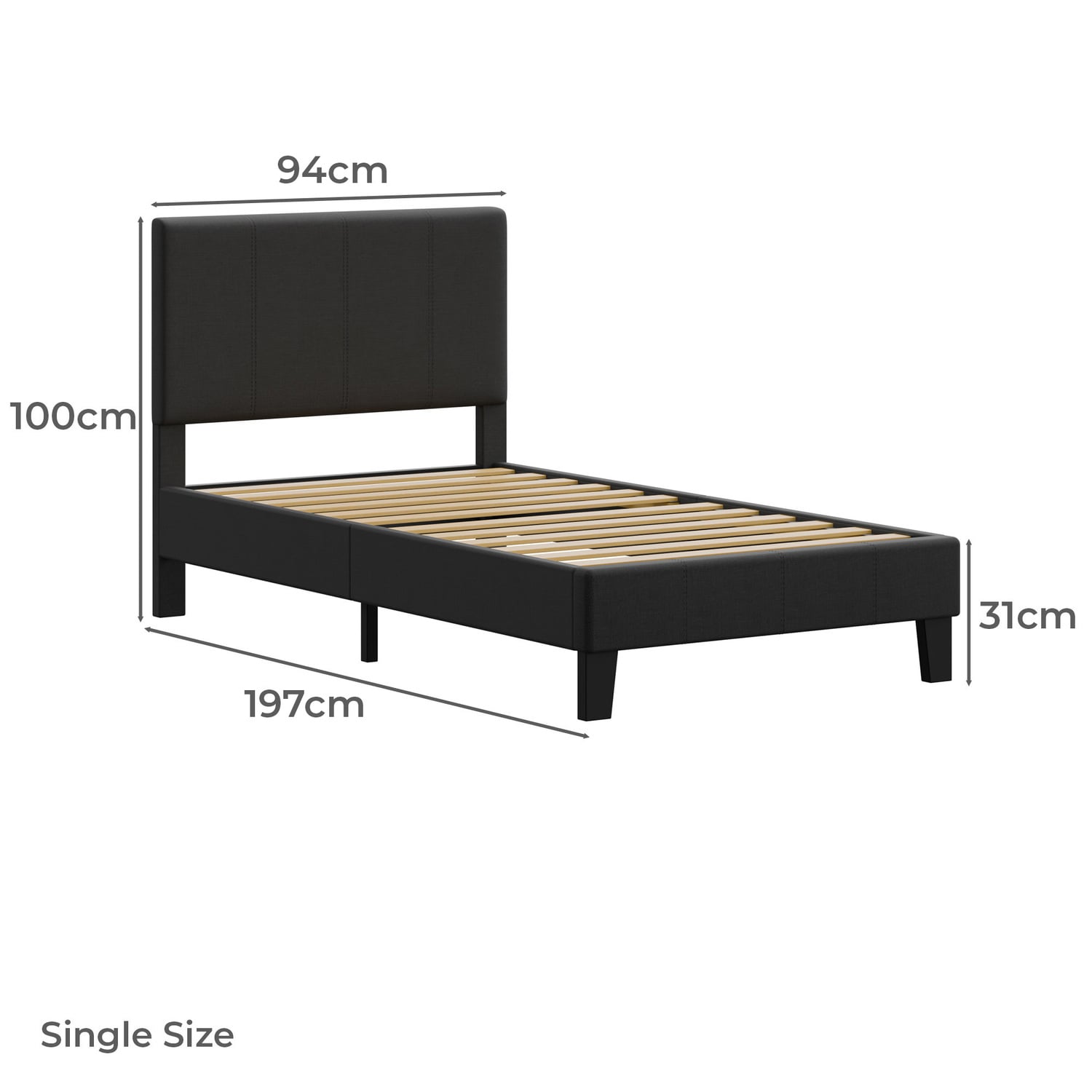 Black Kyle Upholstered Bed