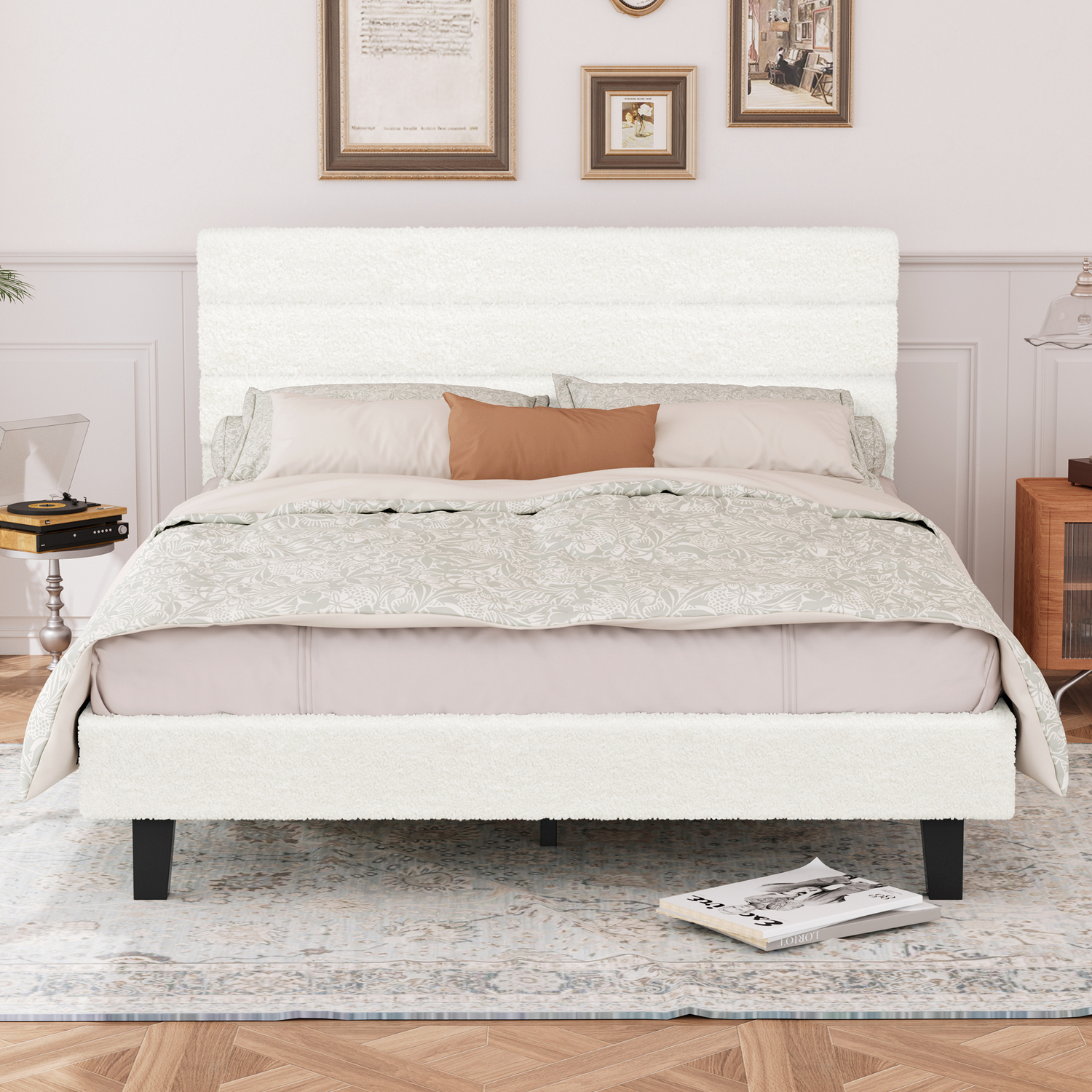 White-Preston-Boucle-Bed-Frame