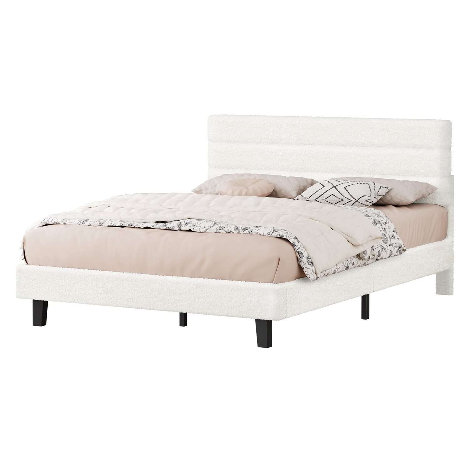 White-Preston-Boucle-Bed-Frame