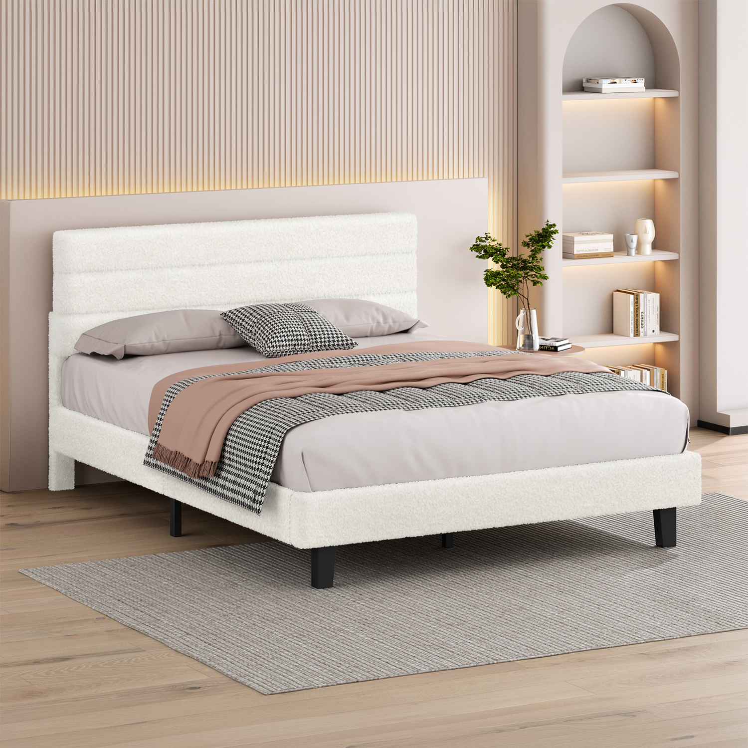 White-Preston-Boucle-Bed-Frame