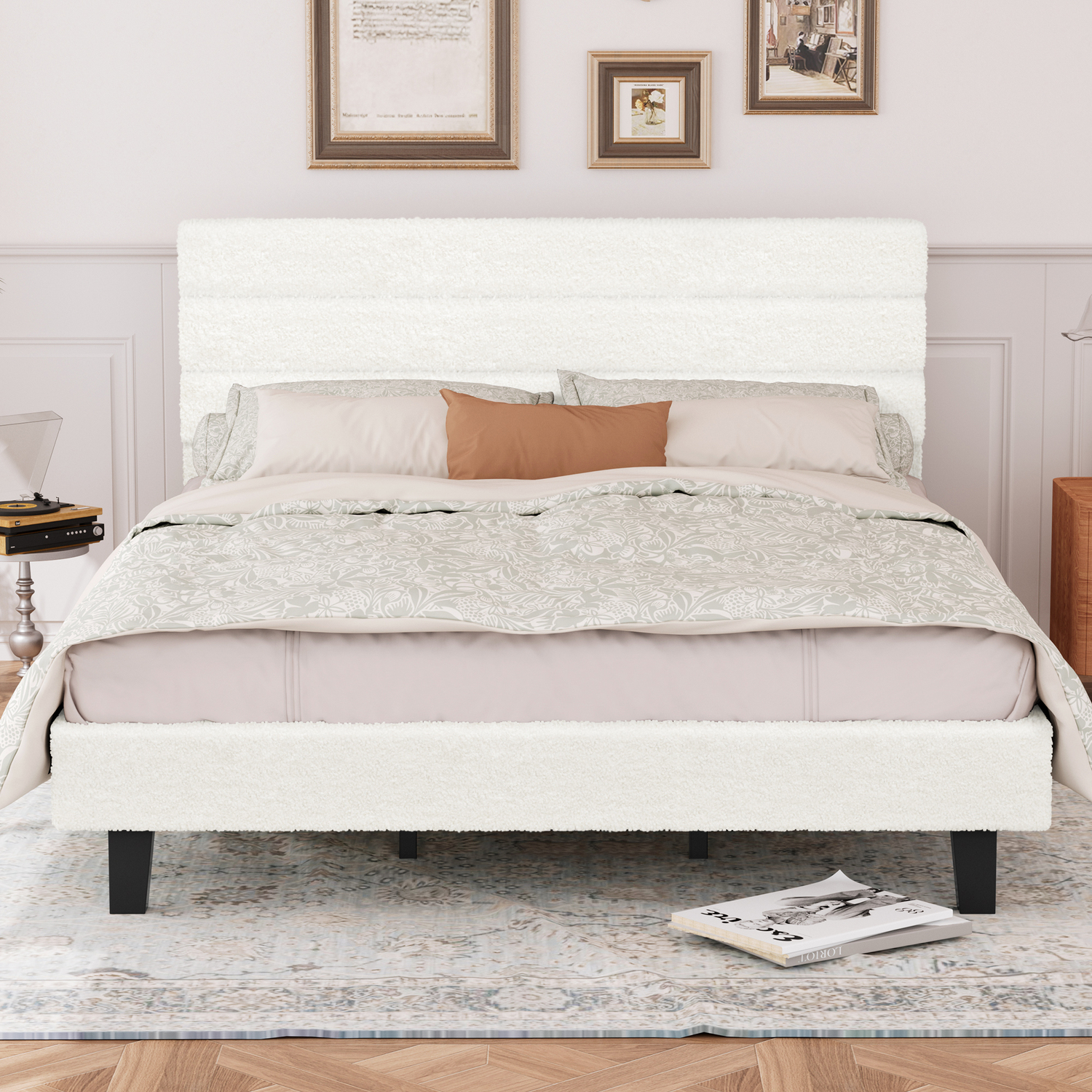 White-Preston-Boucle-Bed-Frame