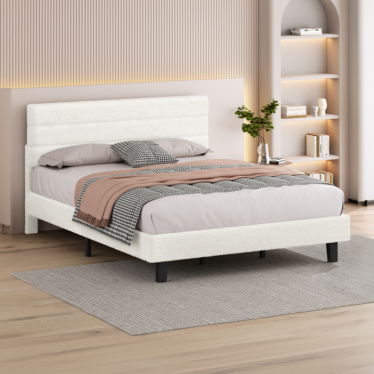 White-Preston-Boucle-Bed-Frame