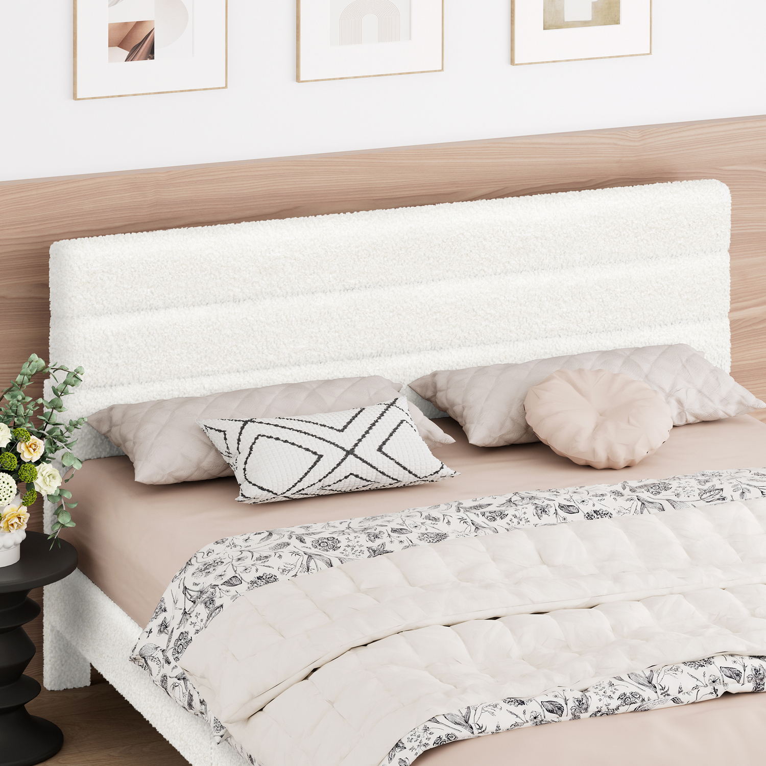 White-Preston-Boucle-Bed-Frame