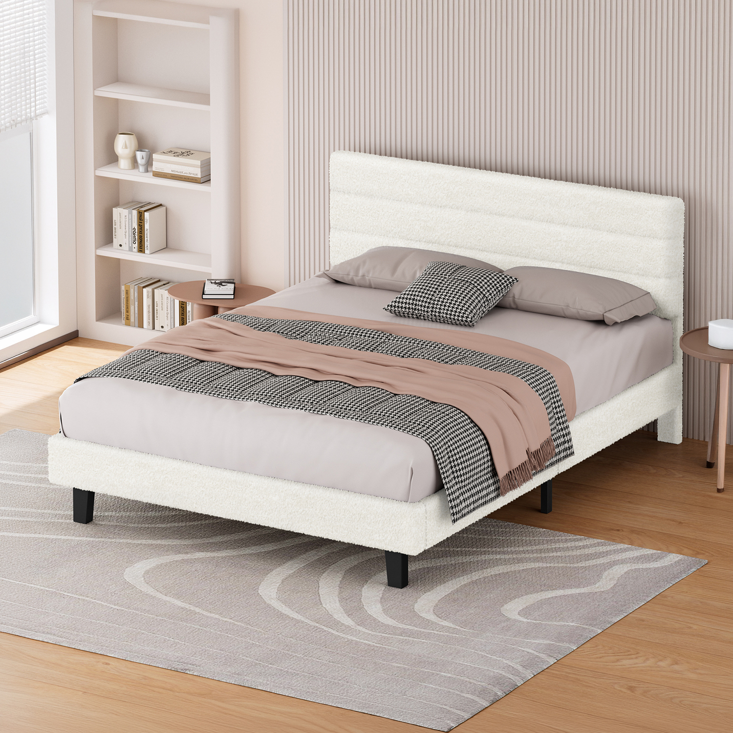 White-Preston-Boucle-Bed-Frame