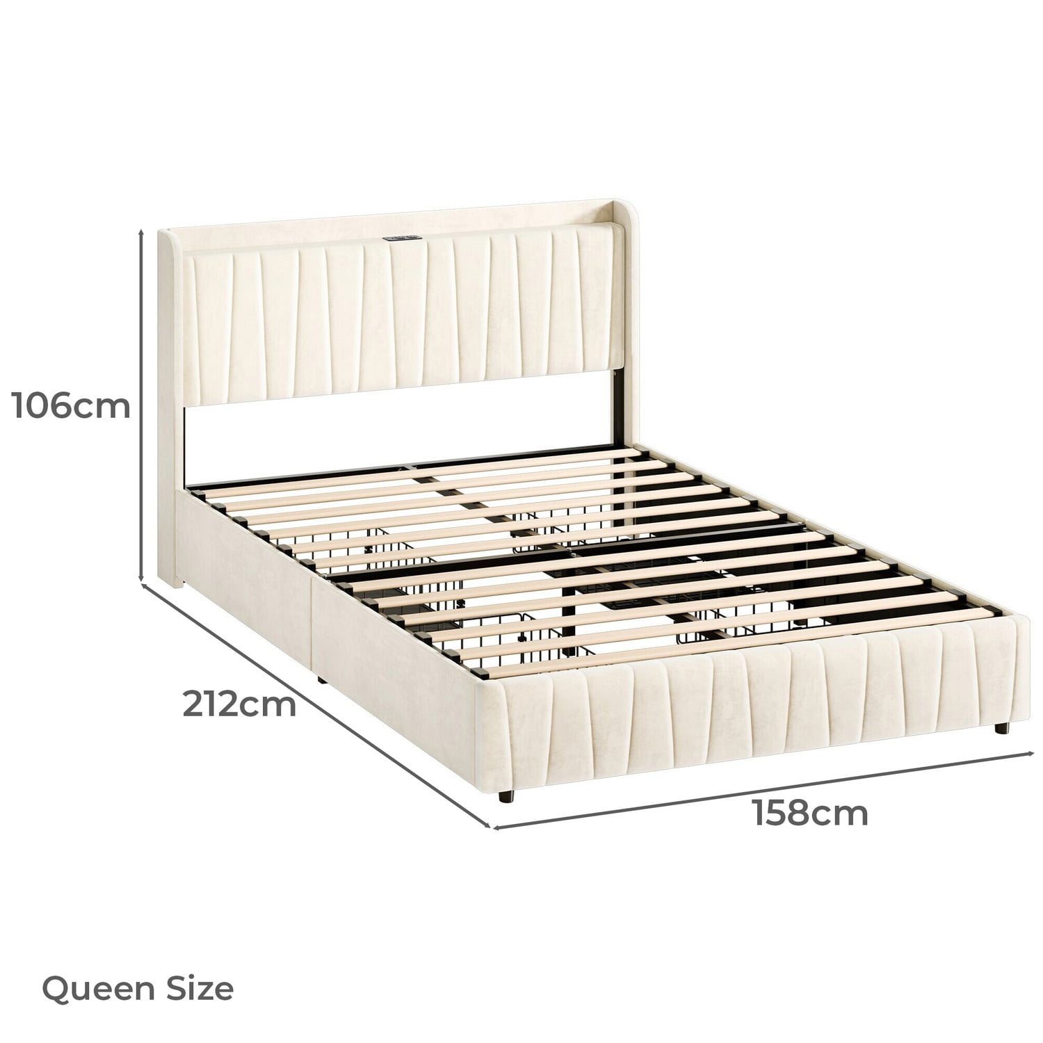 Landon Bed Frame with Charging Station & Drawers