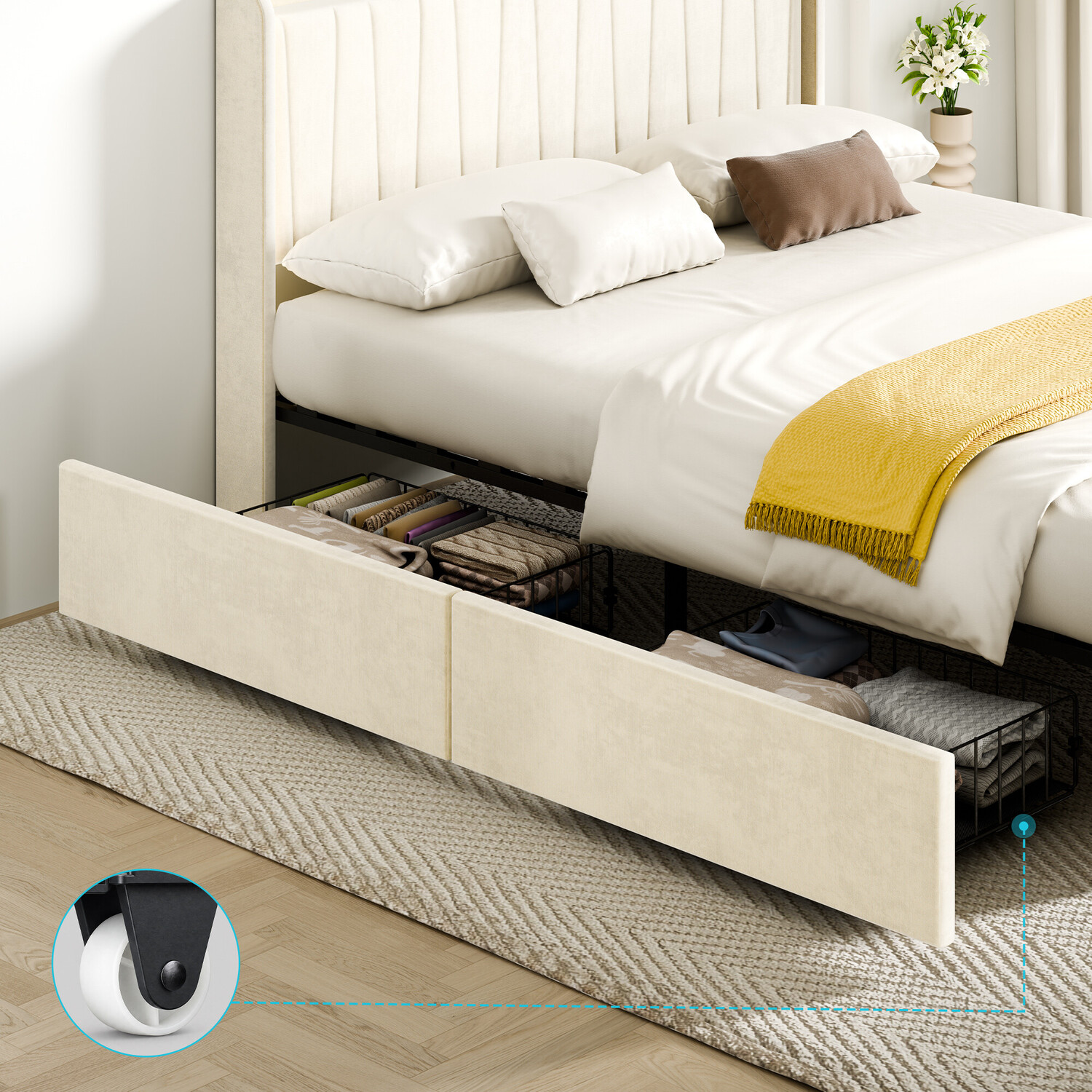 Landon Bed Frame with Charging Station & Drawers