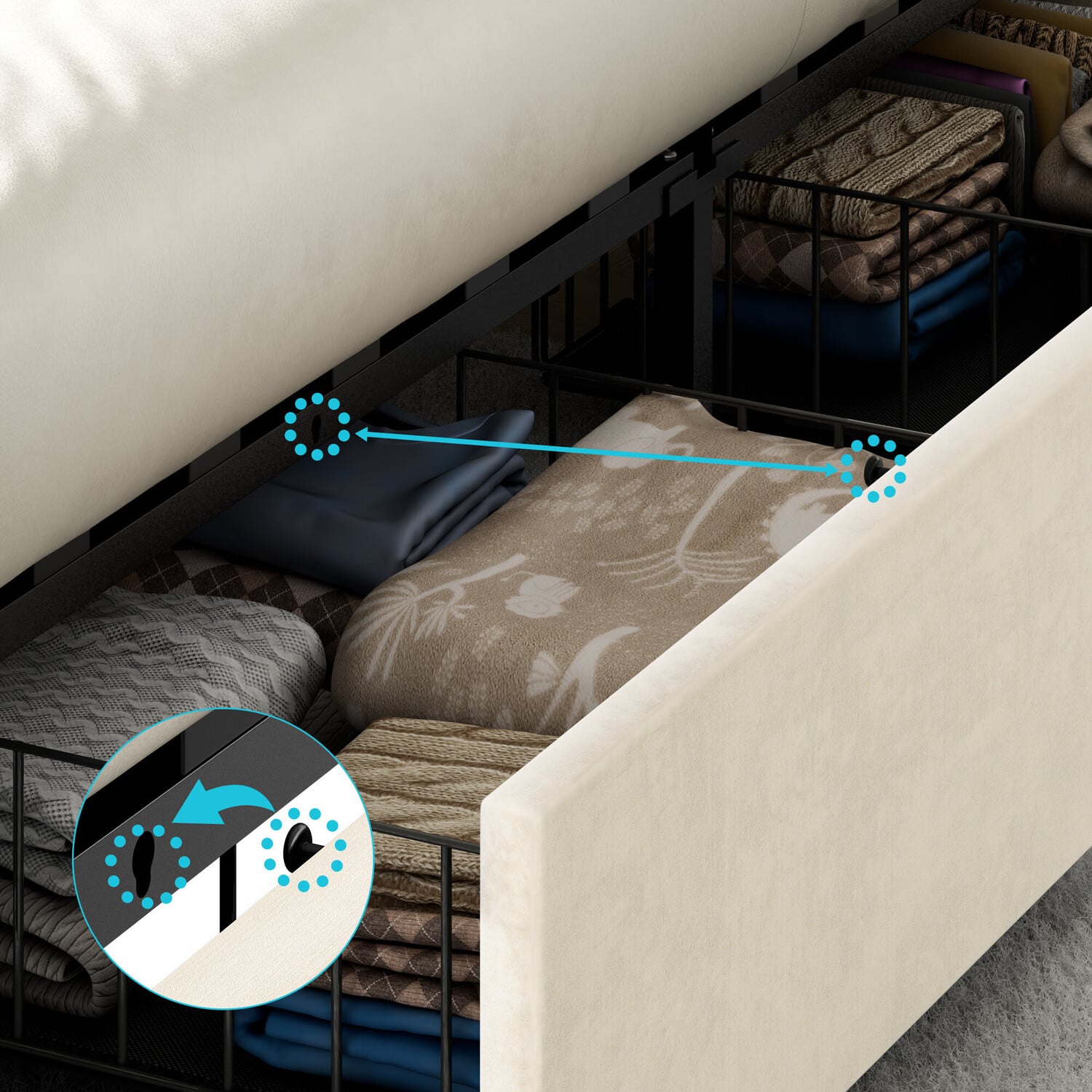 Landon Bed Frame with Charging Station & Drawers