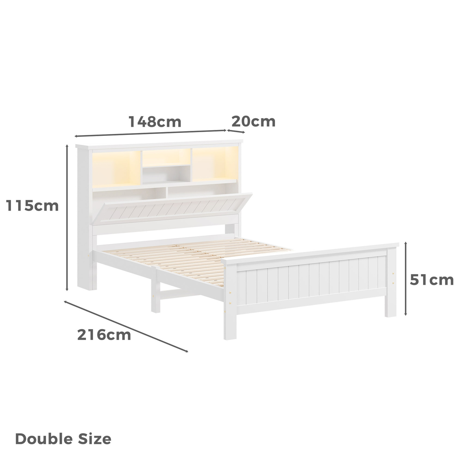 Diaz Platform Bed with LED Storage Bedhead