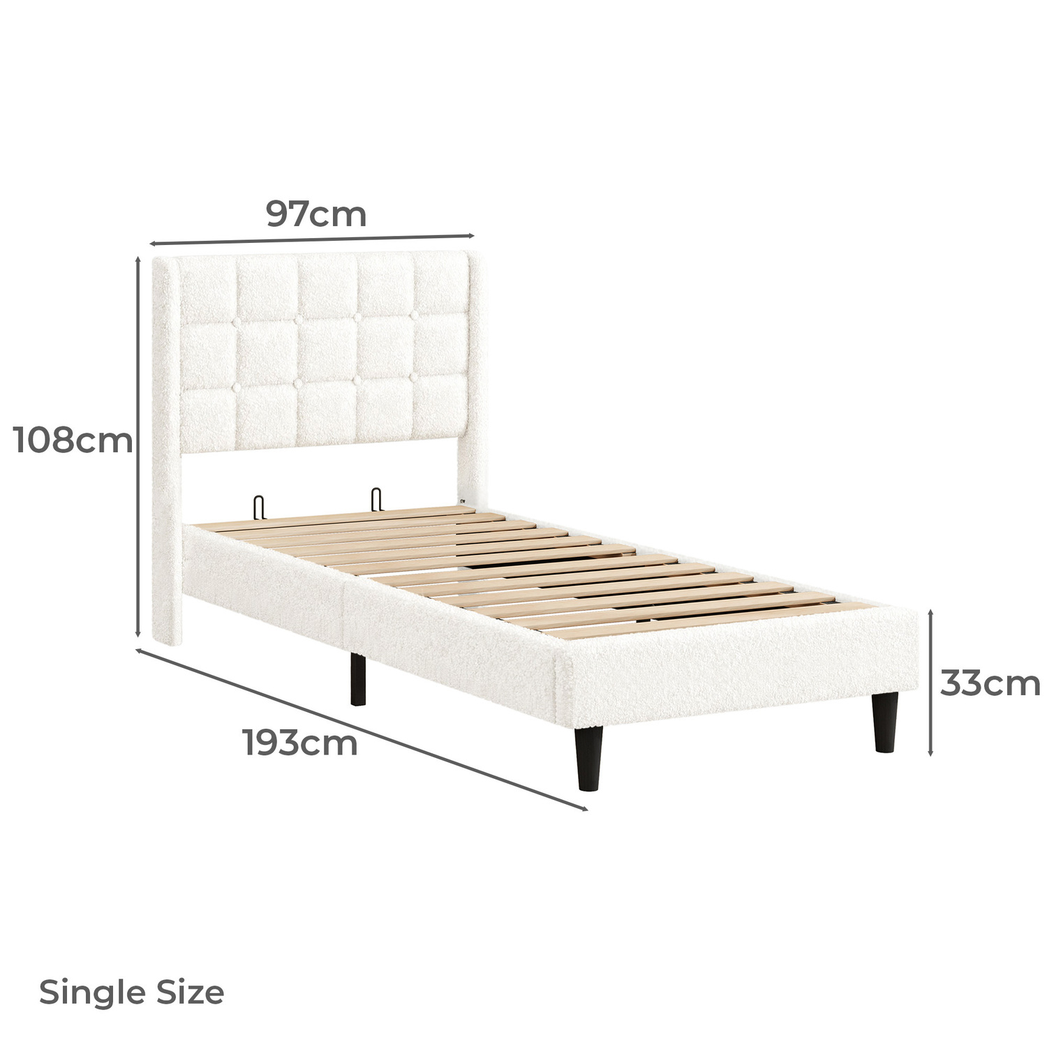 White Zadie Boucle Bed