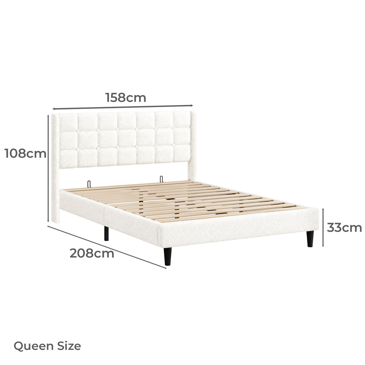 White Zadie Boucle Bed