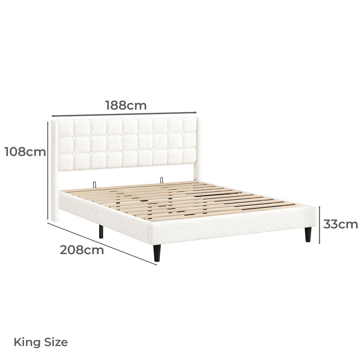 White Zadie Boucle Bed