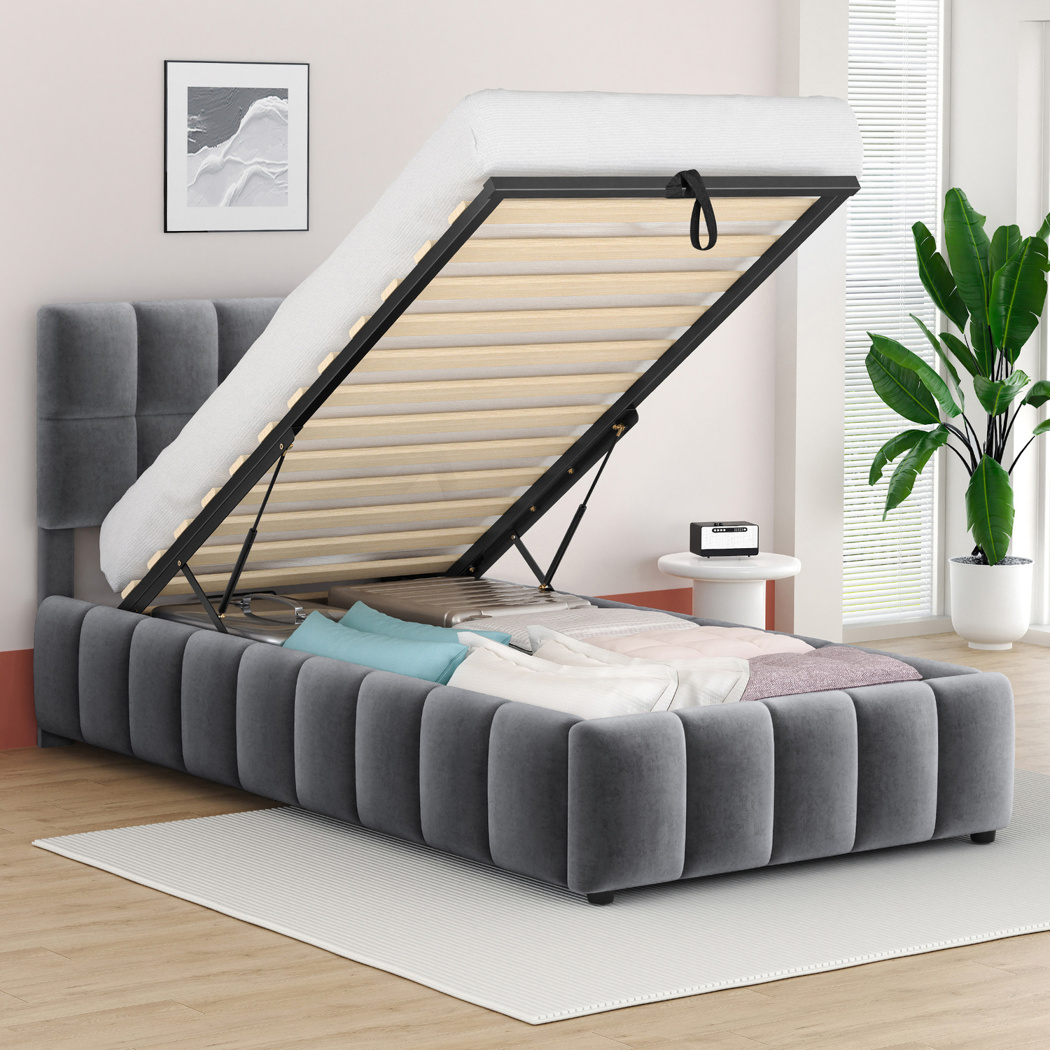 Grey-Ellie-May-Velvet-Gas-Lift-Storage-Bed-Frame