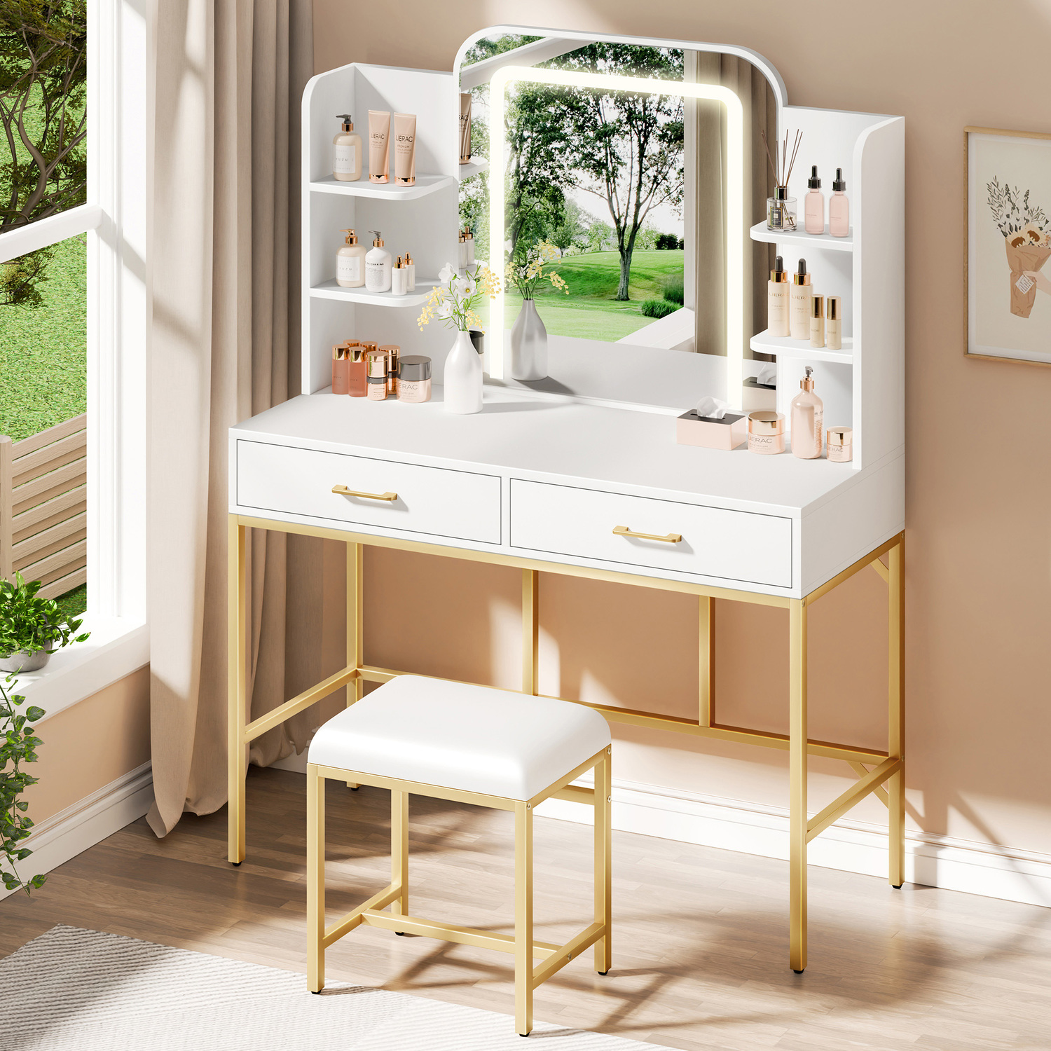 2-Piece-Eloise-LED-Dressing-Table-and-Stool-Set