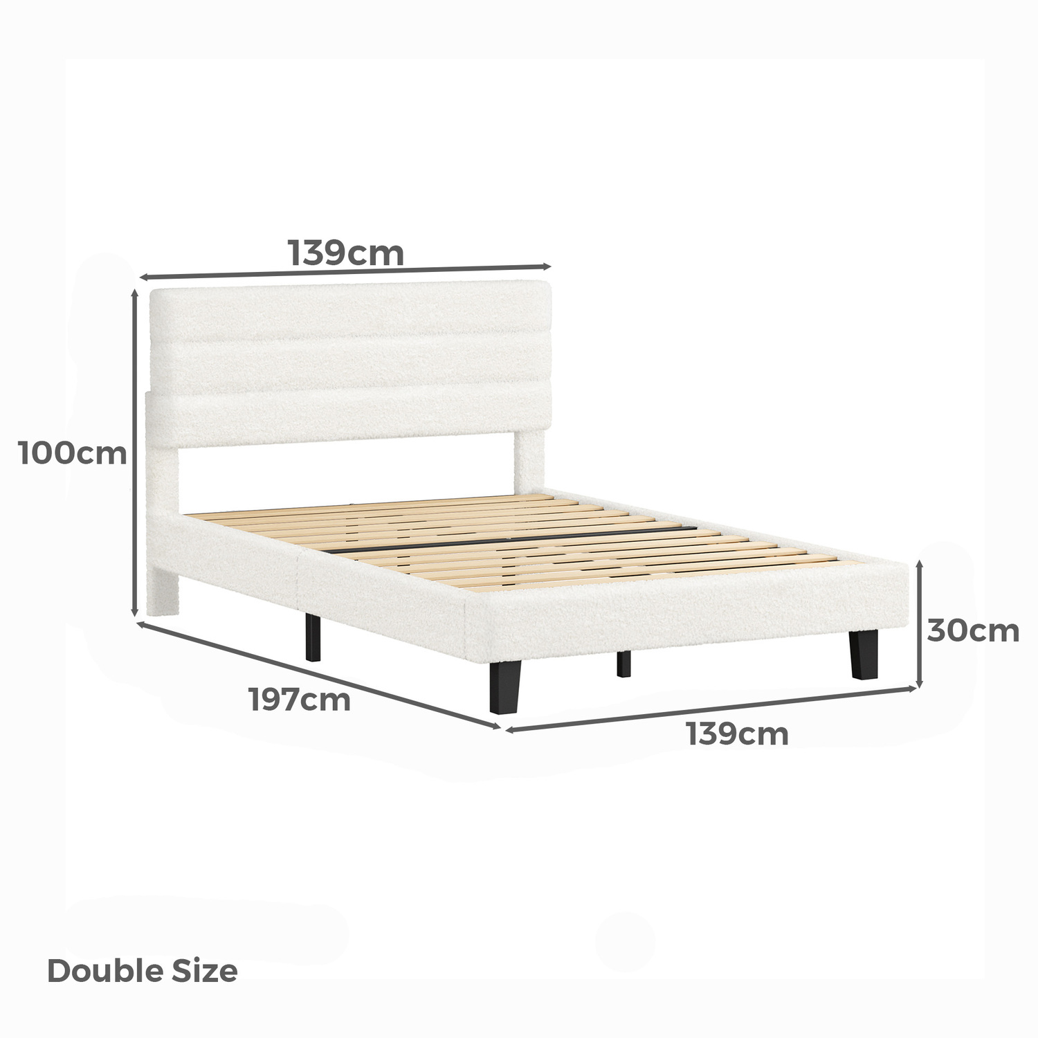 White Preston Boucle Bed Frame