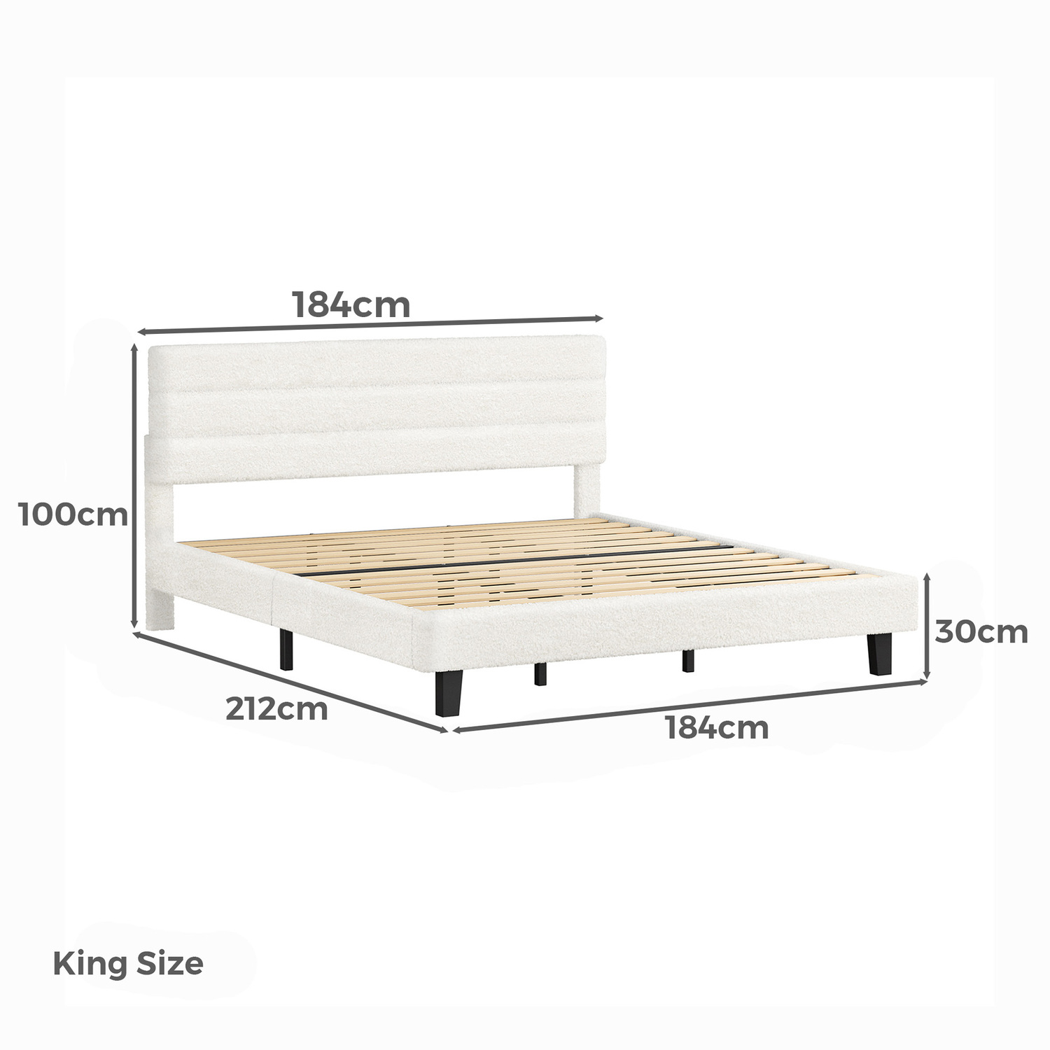 White Preston Boucle Bed Frame