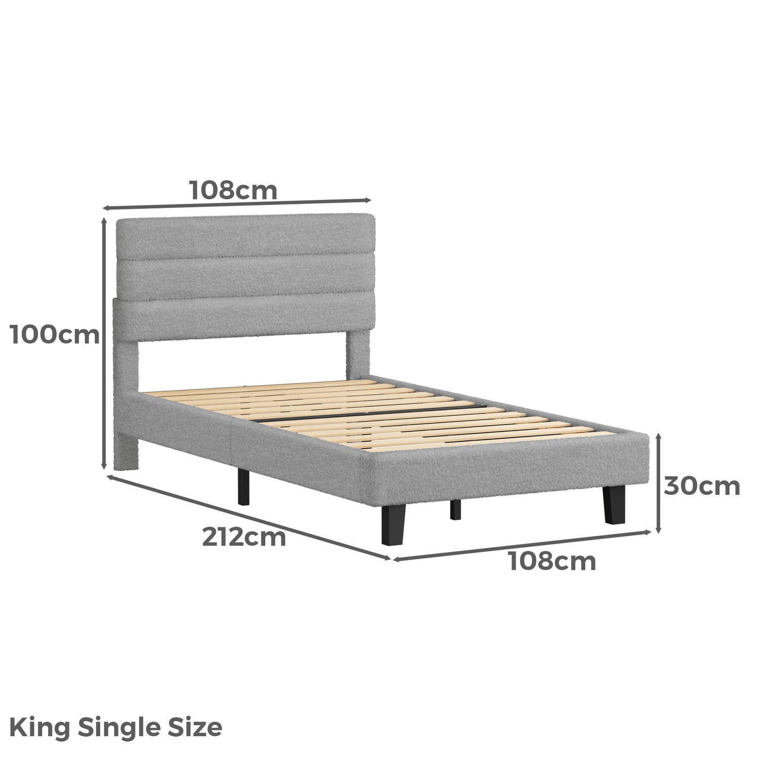 Light Grey Preston Boucle Bed Frame