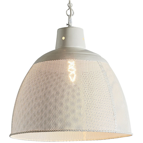 White Riva Perforated Iron Pendant Light