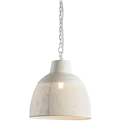 White Riva Perforated Iron Pendant Light