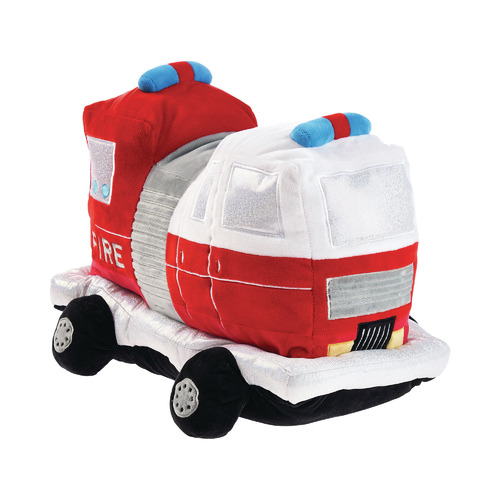LinenHouseKids Red Frankie Fire Truck Plush Toy Temple & ster