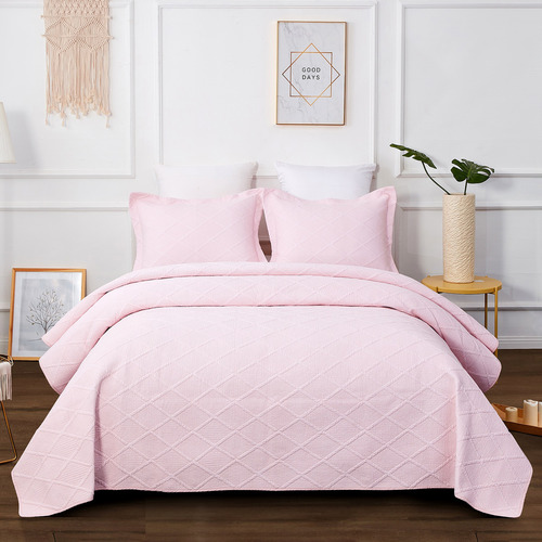 ClassicQuilts Blush Pink Cotton Coverlet Set Temple & ster