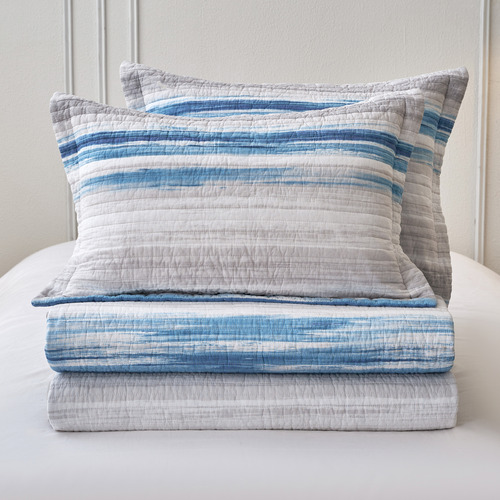 Ocean Blue Cortland Cotton Coverlet Set