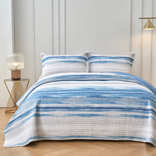 Ocean Blue Cortland Cotton Coverlet Set