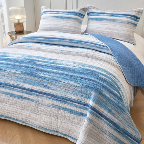 Ocean Blue Cortland Cotton Coverlet Set