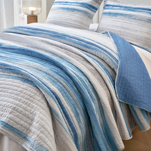 Ocean Blue Cortland Cotton Coverlet Set