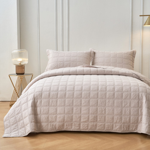 Light Sand Roswell Cotton Coverlet Set