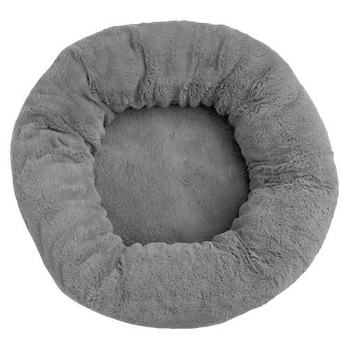Charcoal Plush Donut Pet Bed