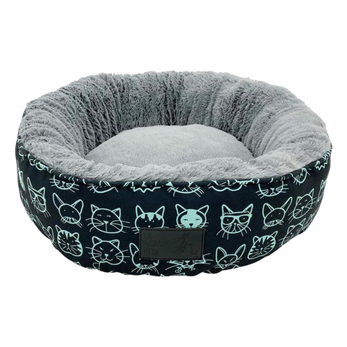 Black & Mint Kitty Club Donut Cat Bed