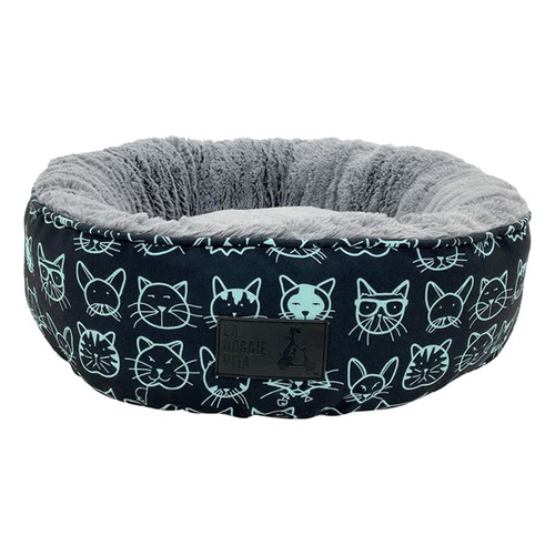 Black & Mint Kitty Club Donut Cat Bed