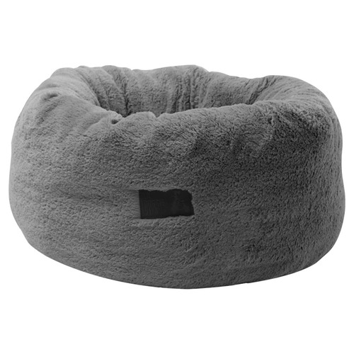 Grey Plush Donut Pet Bed