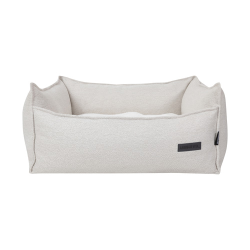 Luxe Square Boucle Stone High Side Pet Bed