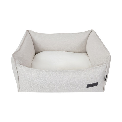 Luxe Square Boucle Stone High Side Pet Bed