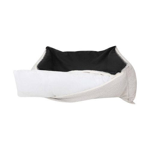 Luxe Square Boucle Stone High Side Pet Bed