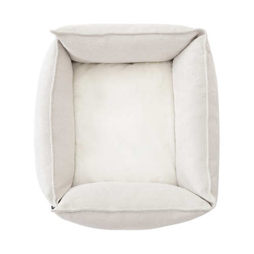 Luxe Square Boucle Stone High Side Pet Bed