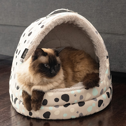 Leo Spot Hooded Cat Bed