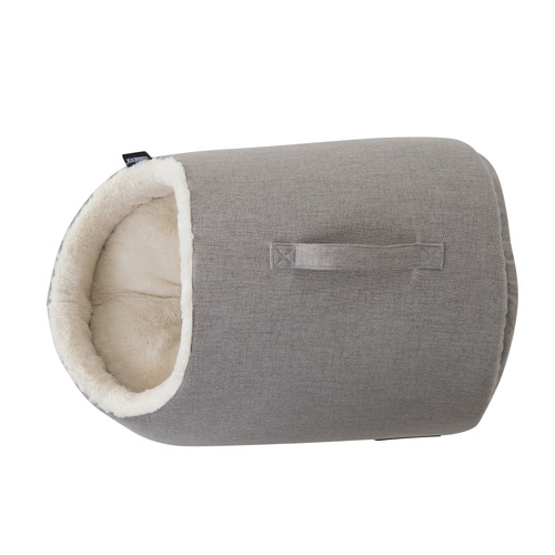 Linen Look Stone Hooded Cat Bed